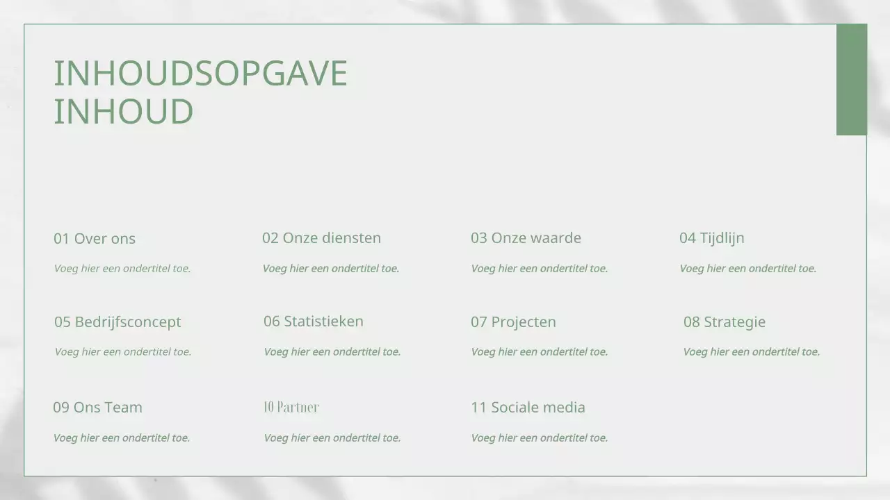 Wit en groen zakelijk rapportagemateriaal met natuurthema