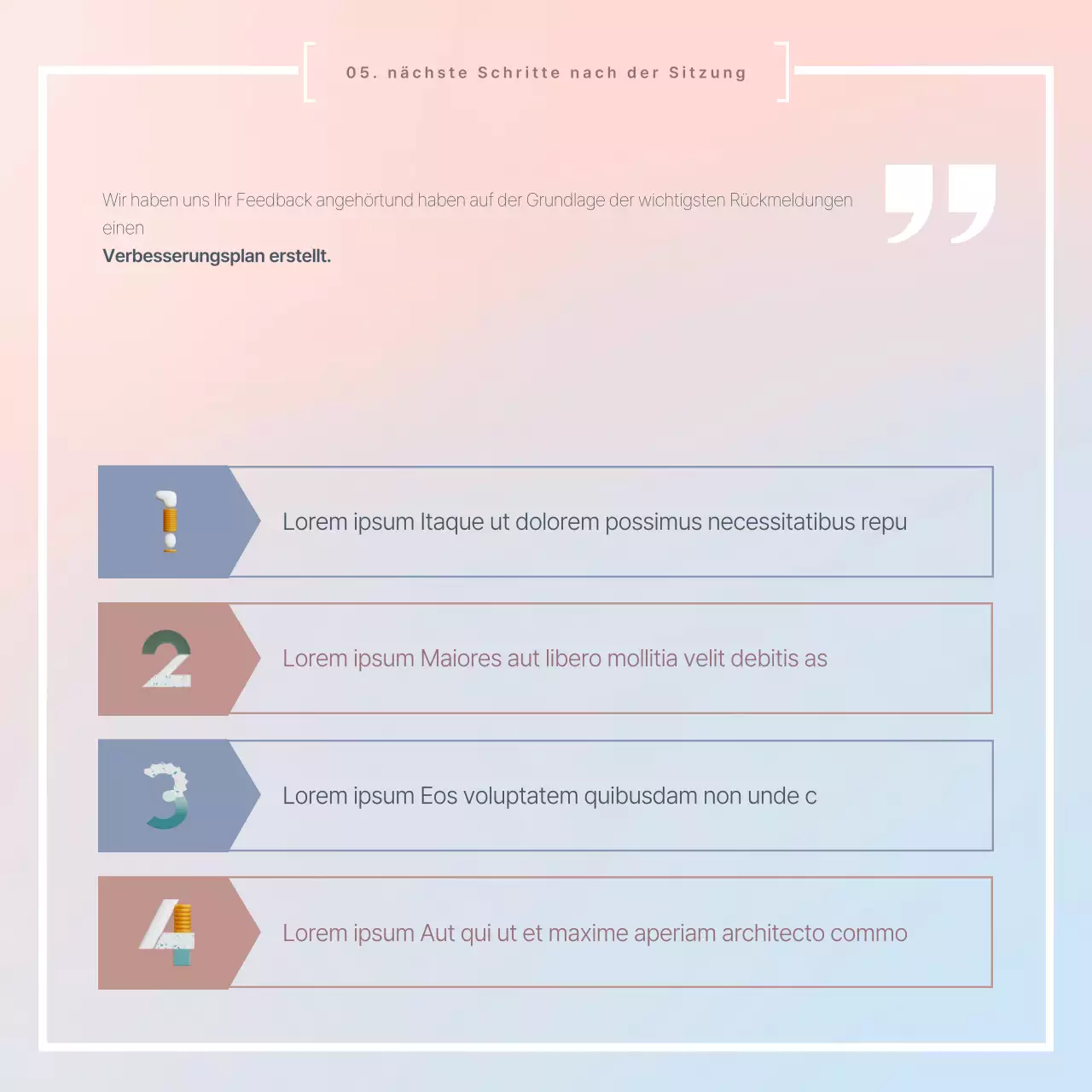 Ein einfacher rosa und hellblauer Ergebnisbericht