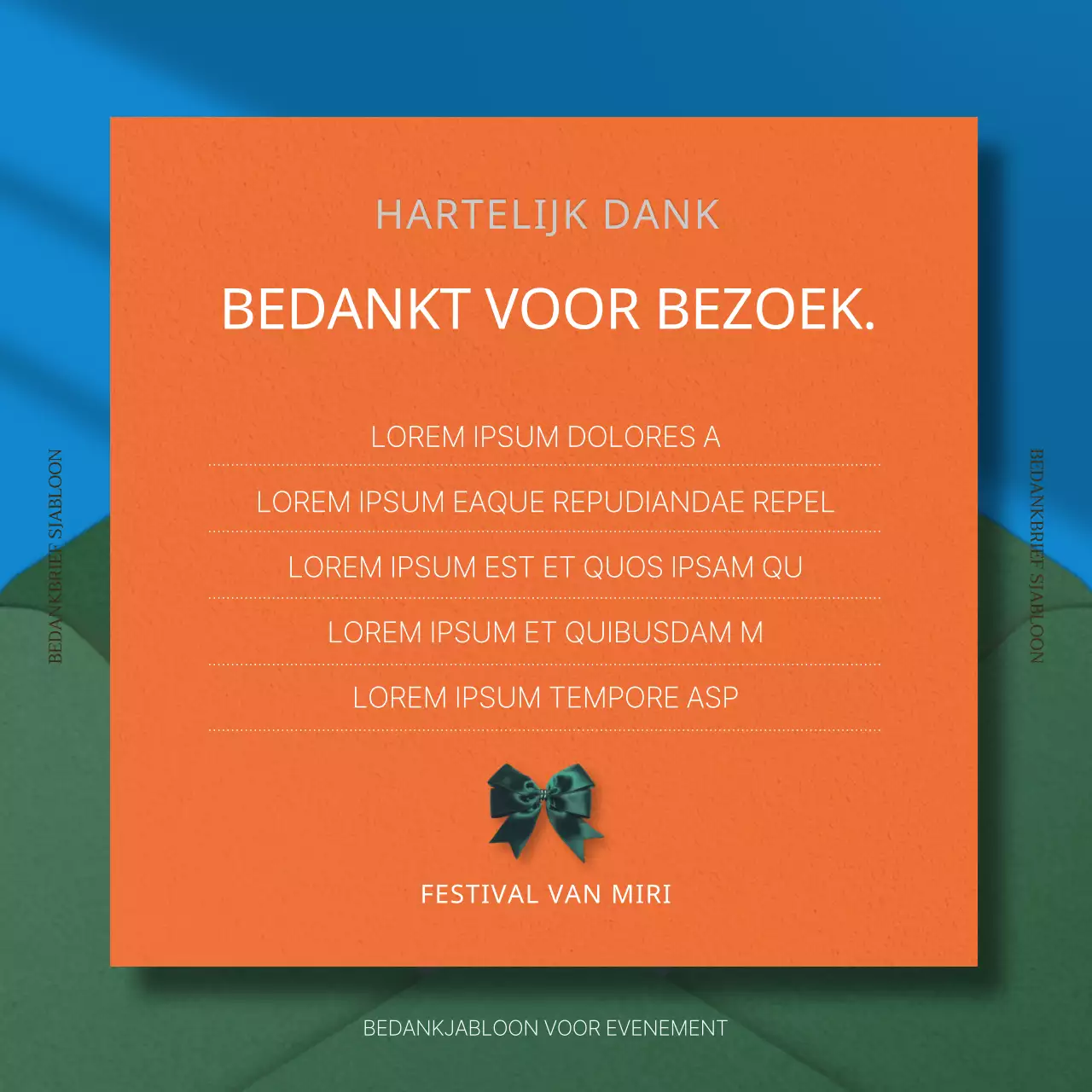 Modern bedankbriefpapier in blauw en geel