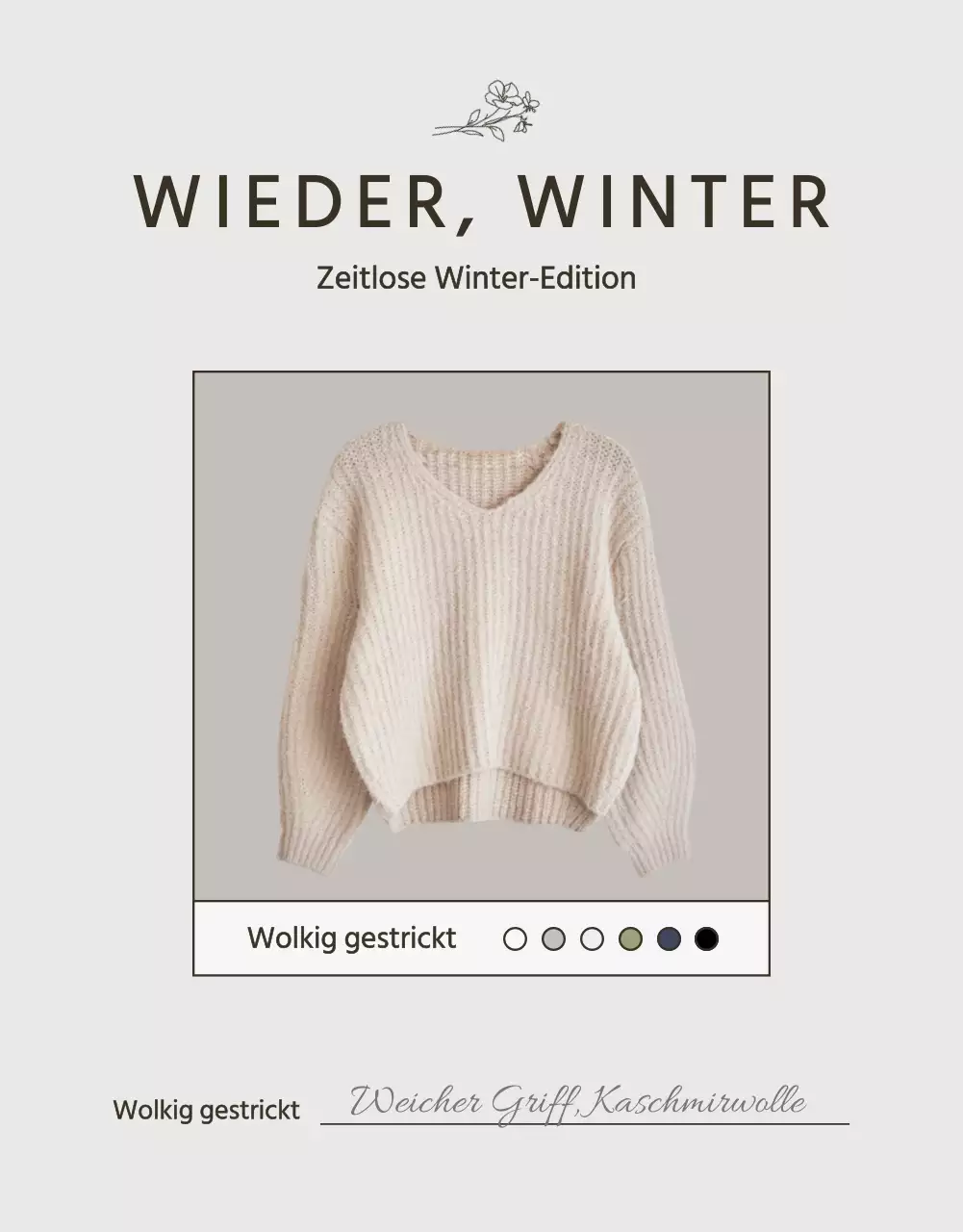 Moderne Winterstrickanzeige in Beige und Braun