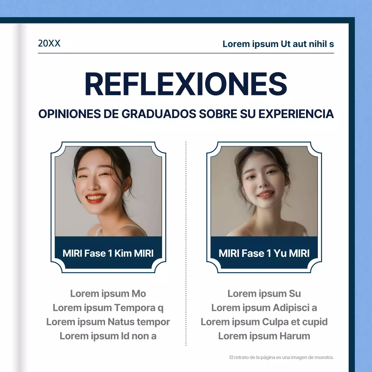 Carta de graduación minimalista con fondo azul claro