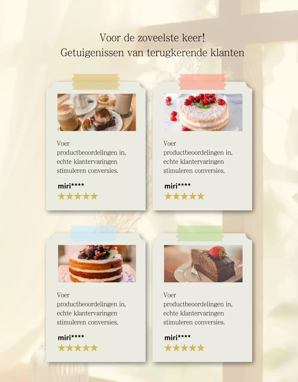 Aankondiging van de verkoop van een eenvoudige beige en ivoorkleurige taart