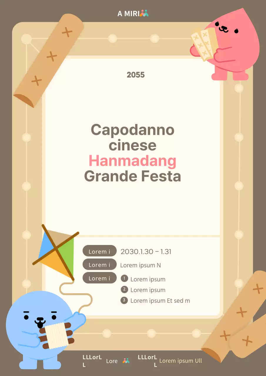 Promuovete una festa del Capodanno Lunare marrone e accogliente