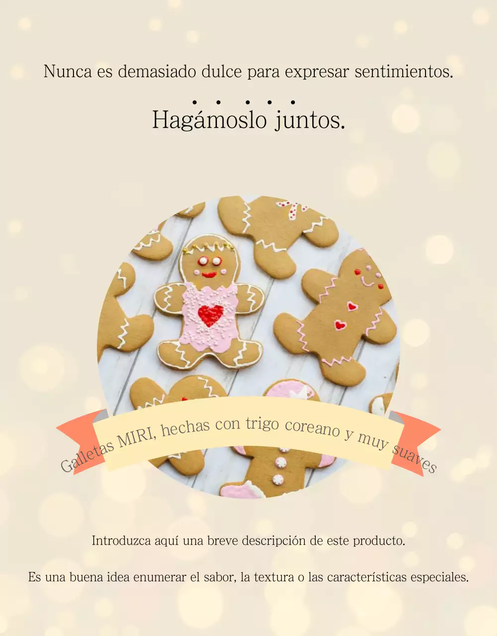 Anuncio de venta de una sencilla tarta beige y marfil