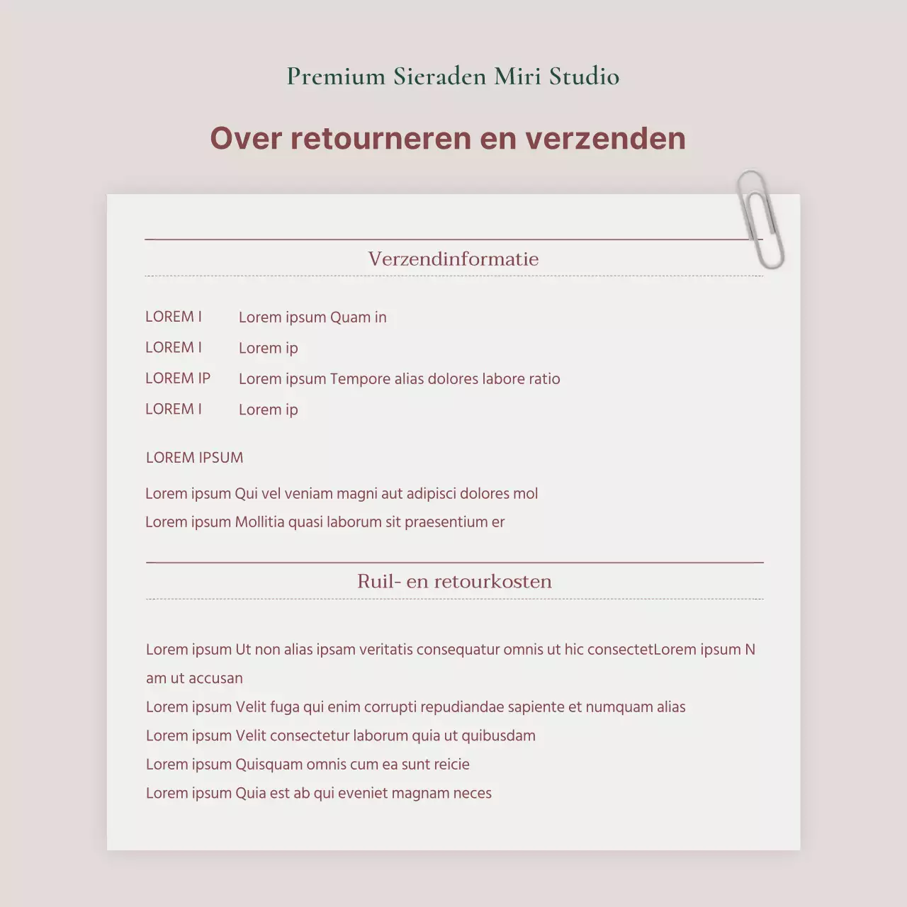 Een advertentie voor een lookbook met trendy sieraden in roze en bruin.