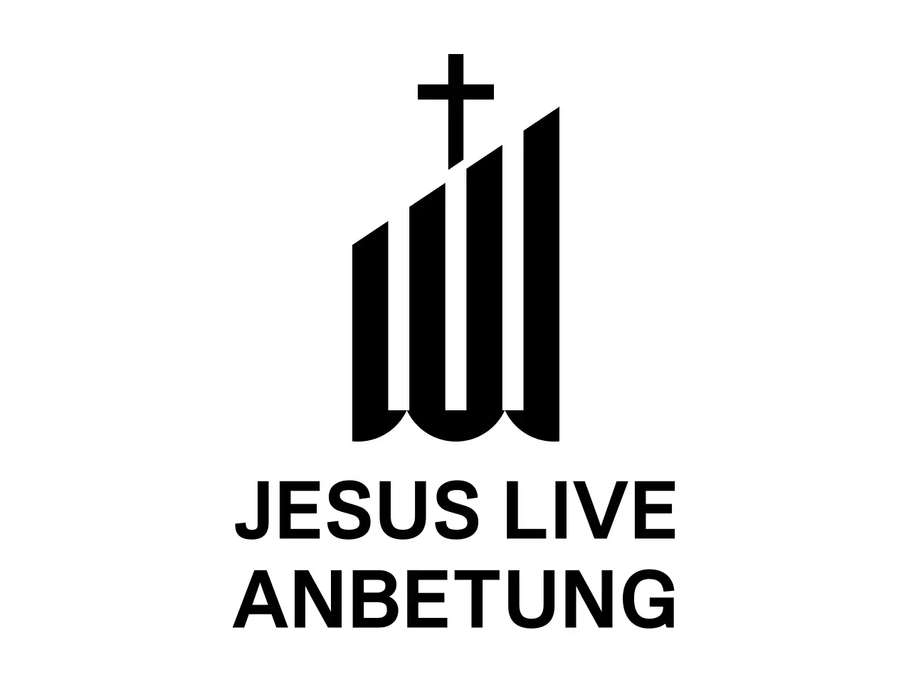Religiöse Typografie Logo mit einfacher Gebäude-Illustration