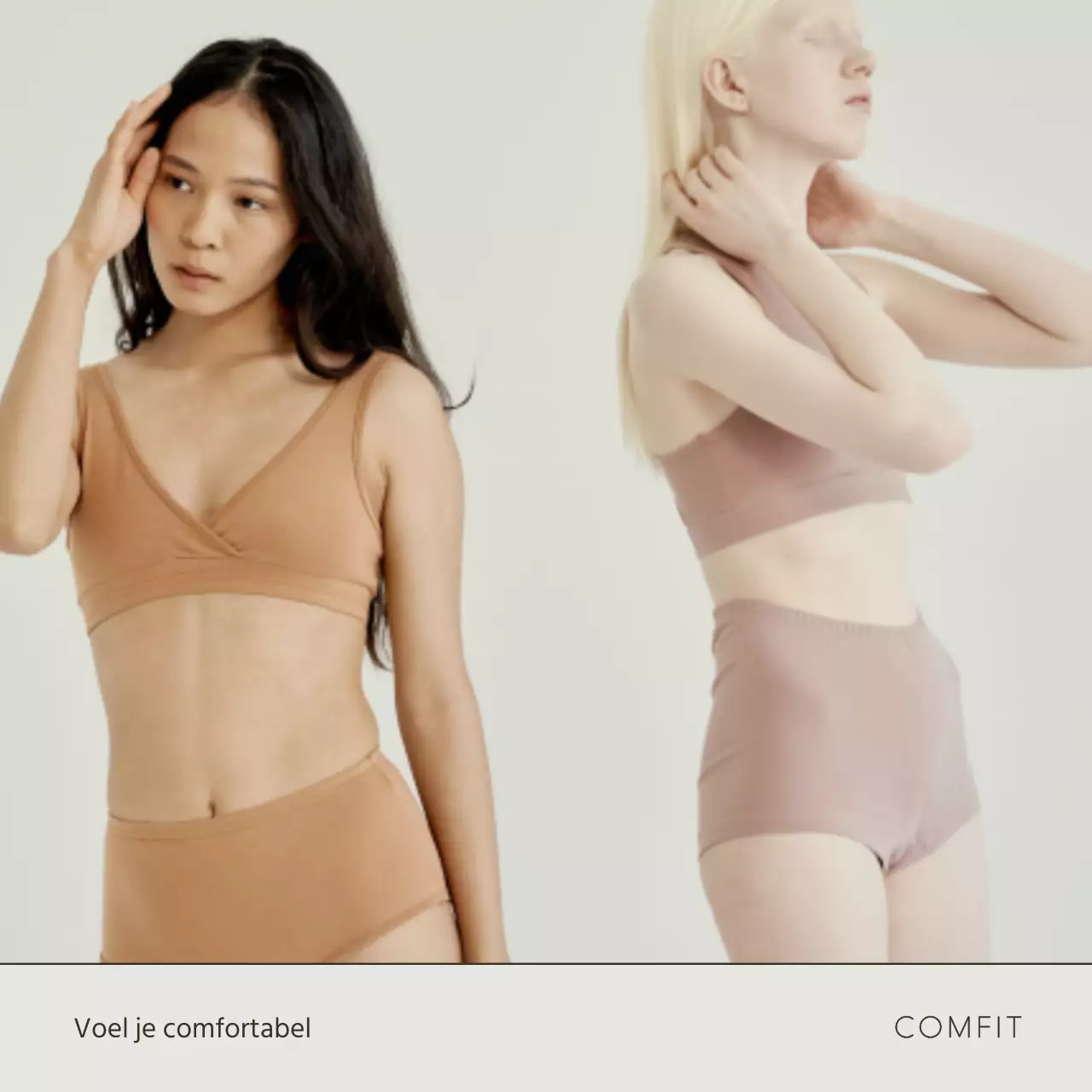 Eenvoudige ondergoedadvertentie in wit en chartreuse