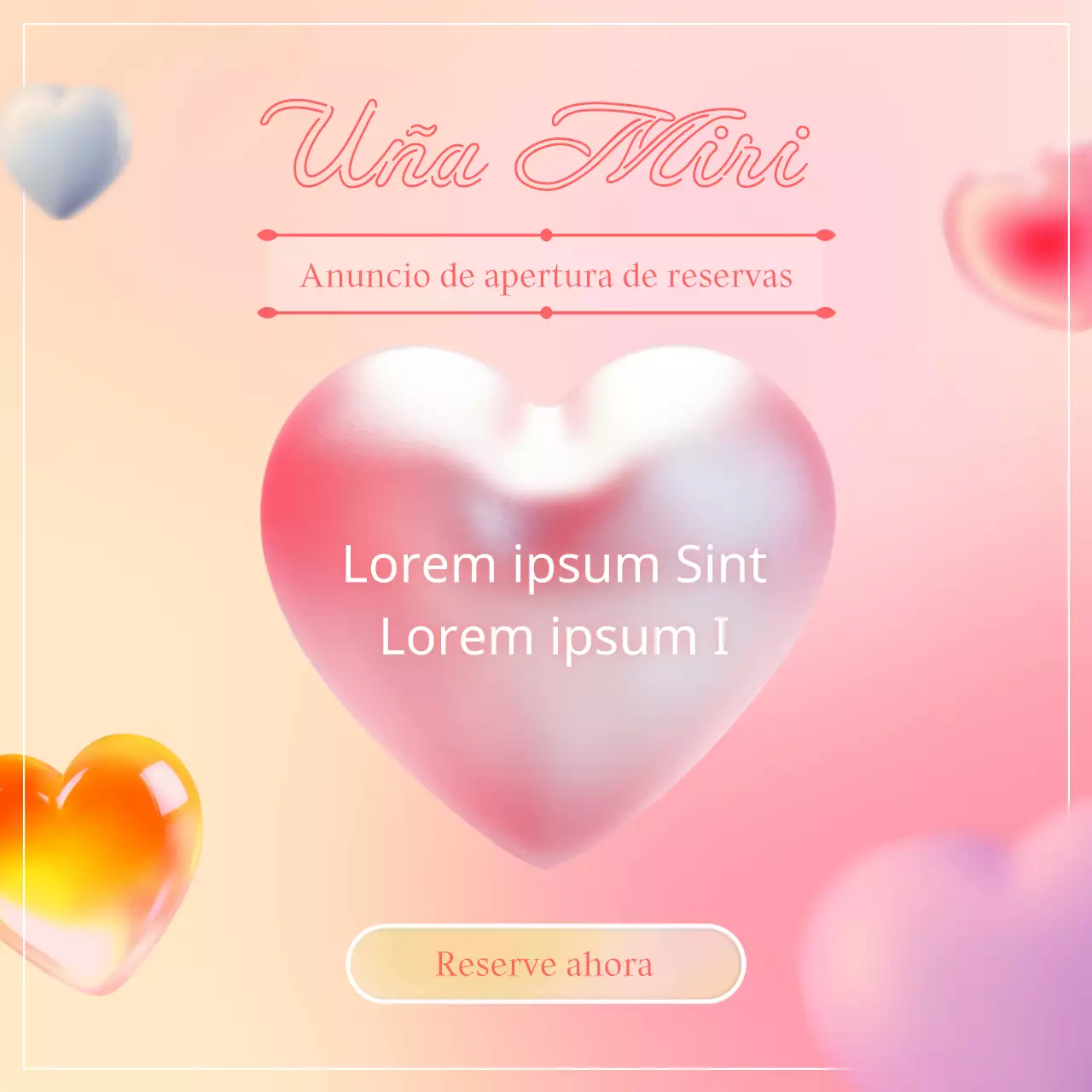 Un anuncio kitsch de apertura de reservas en rosa y marfil