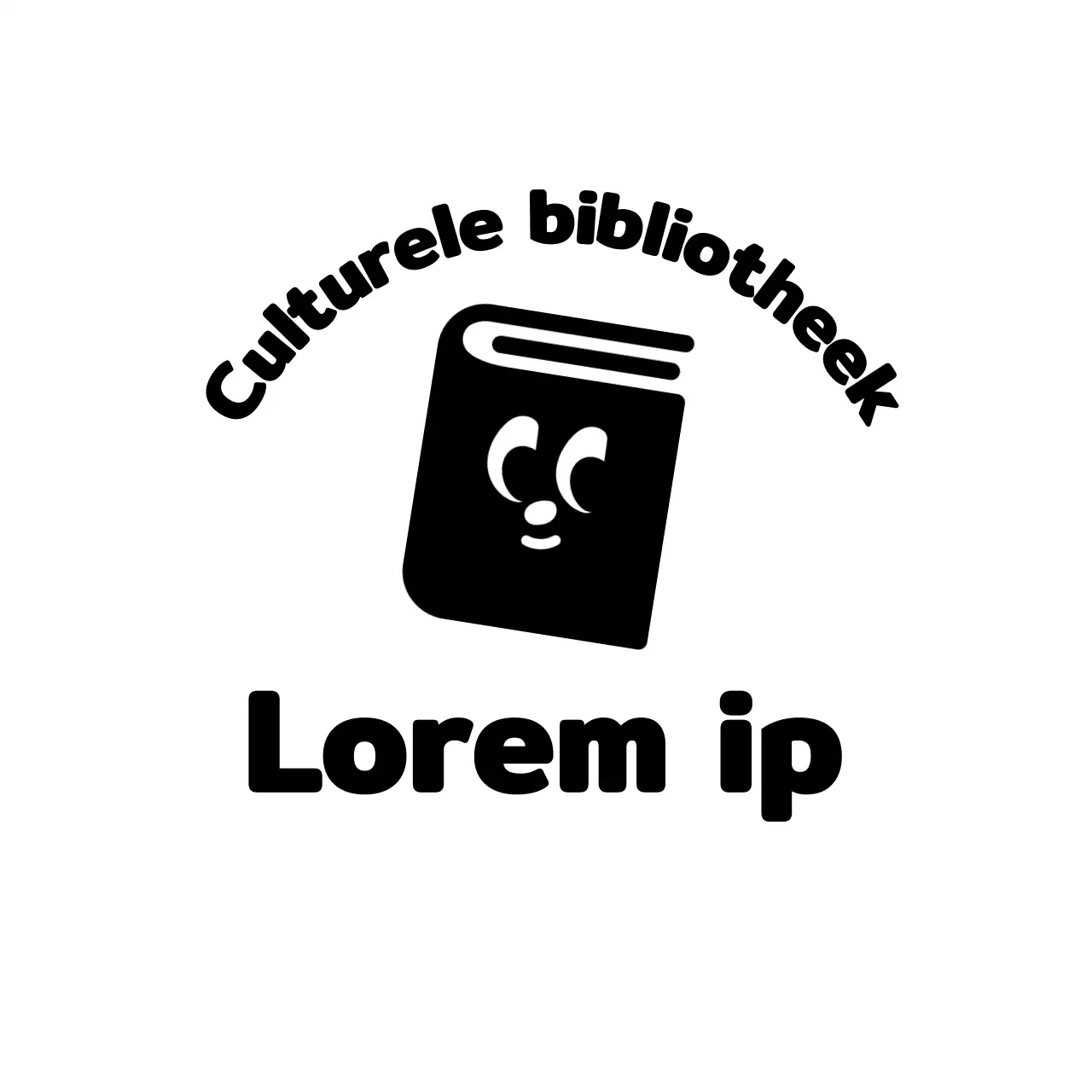 Bibliotheeklogo met leuke boekillustratie