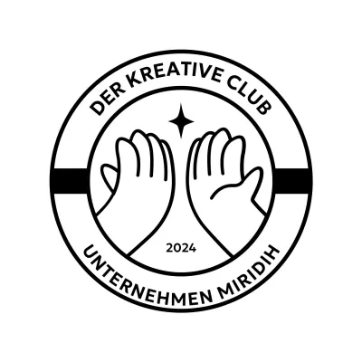 Geprägtes Logo mit hochgereckten Händen