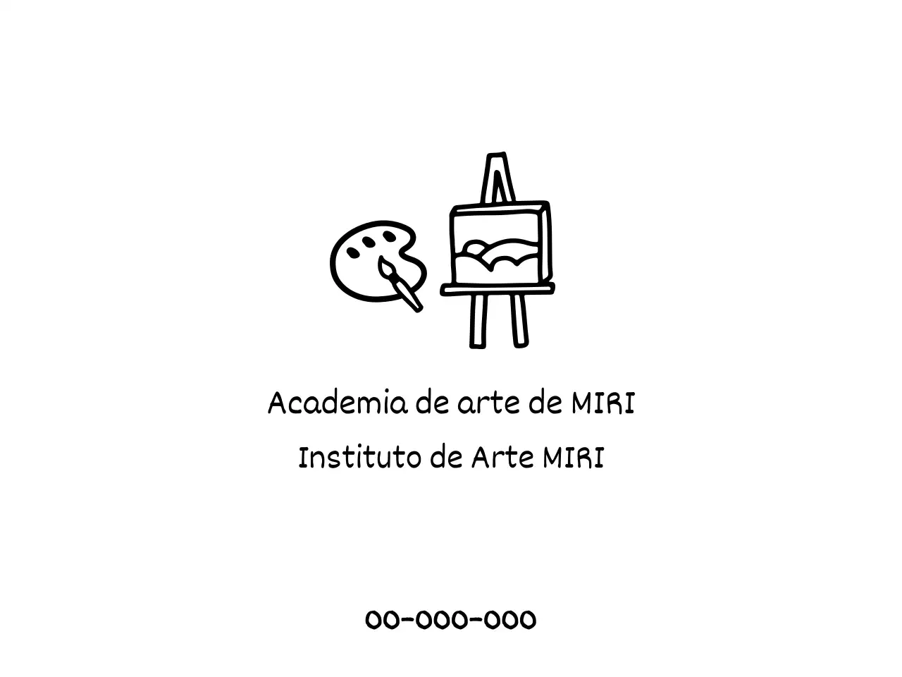 Uma escola de arte semelhante a um desenho, com paletas e telas de pintura
