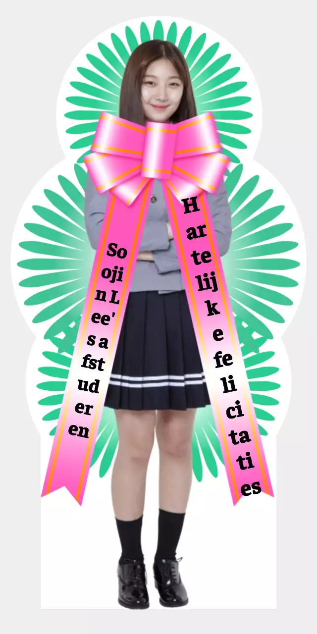 Een persoon met een roze kranslint