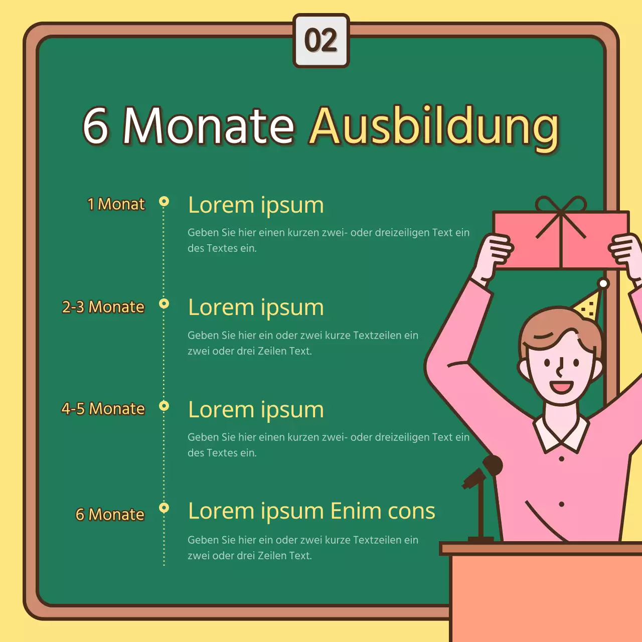 Eine schöne gelbe und grüne Abschlussfeier
