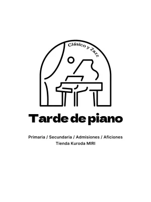 Diseño de escuela de piano con icono de piano apaisado