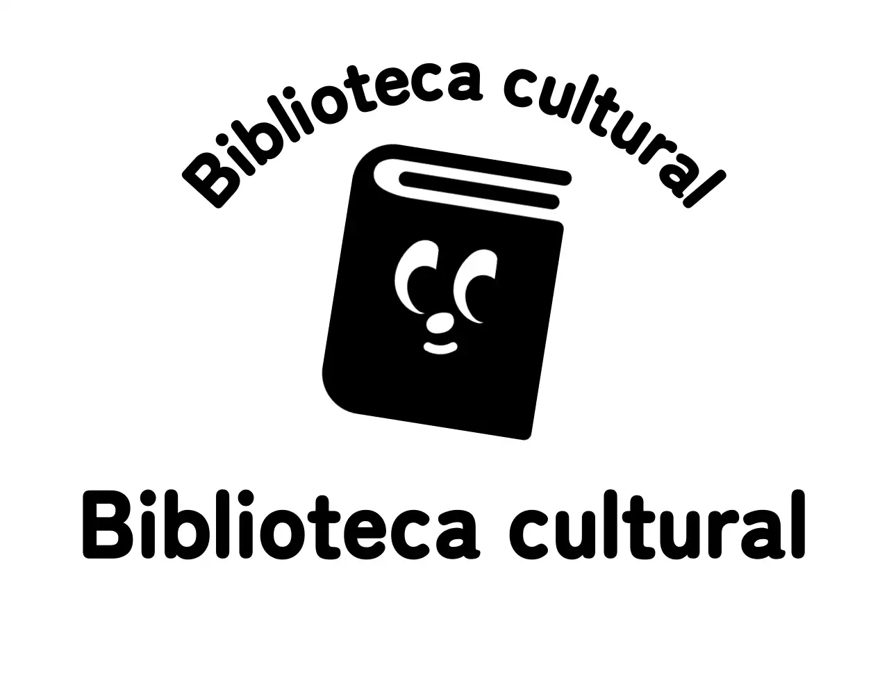 Logotipo de biblioteca con simpática ilustración de libro
