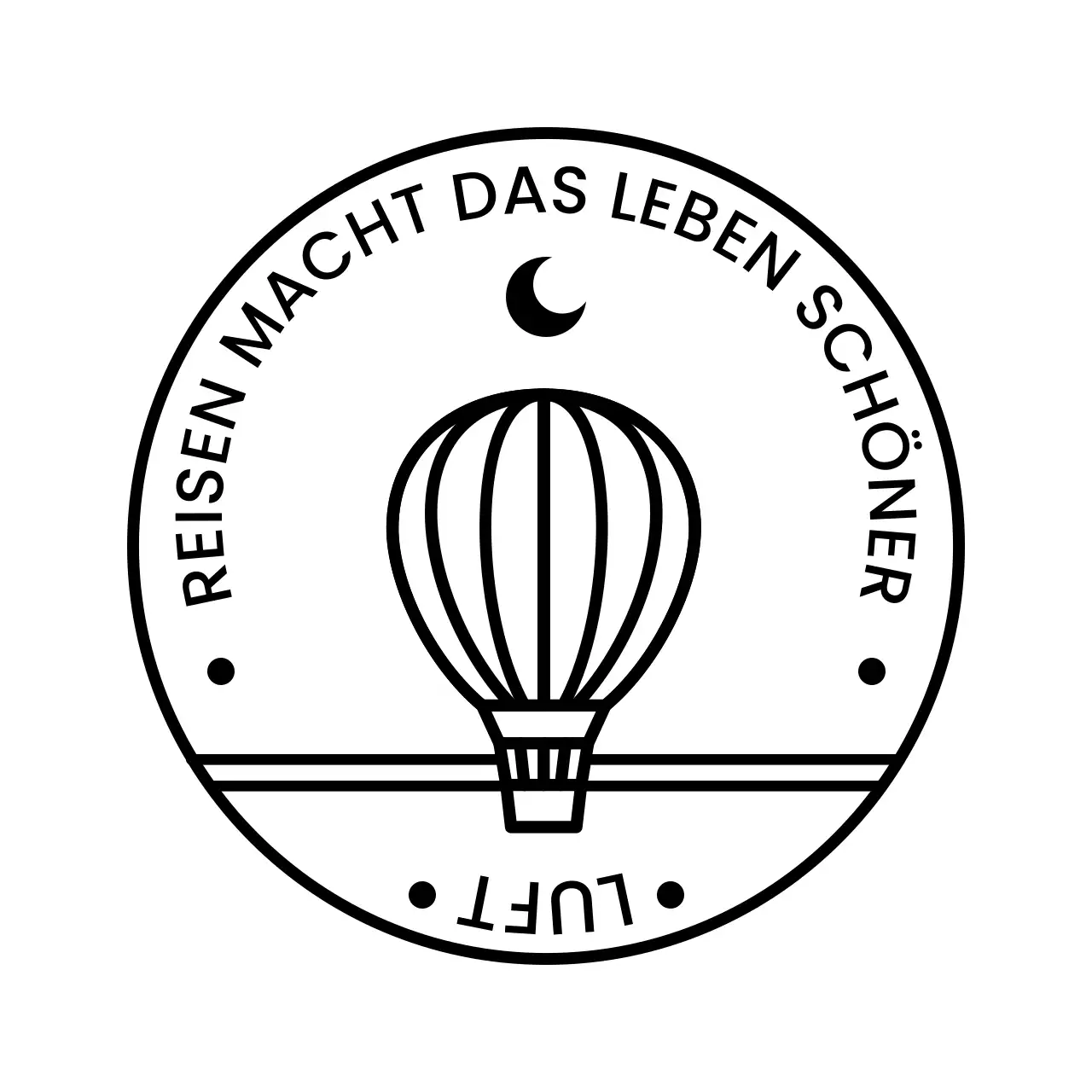 Heißluftballon-Stempel-Logo mit Mond