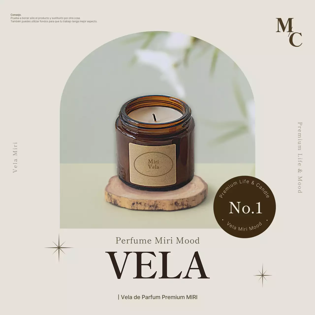 Promover una vela sencilla en beige