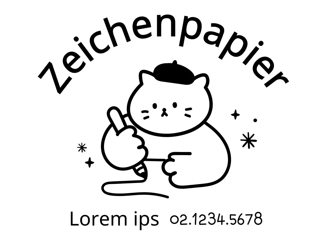 Kunstschulwerbung mit niedlichen Katzenillustrationen