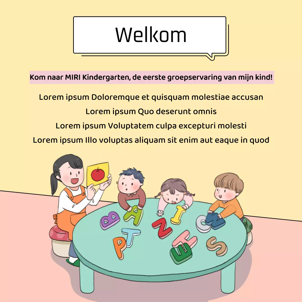 Schattige kleuterklassen in geel en roze