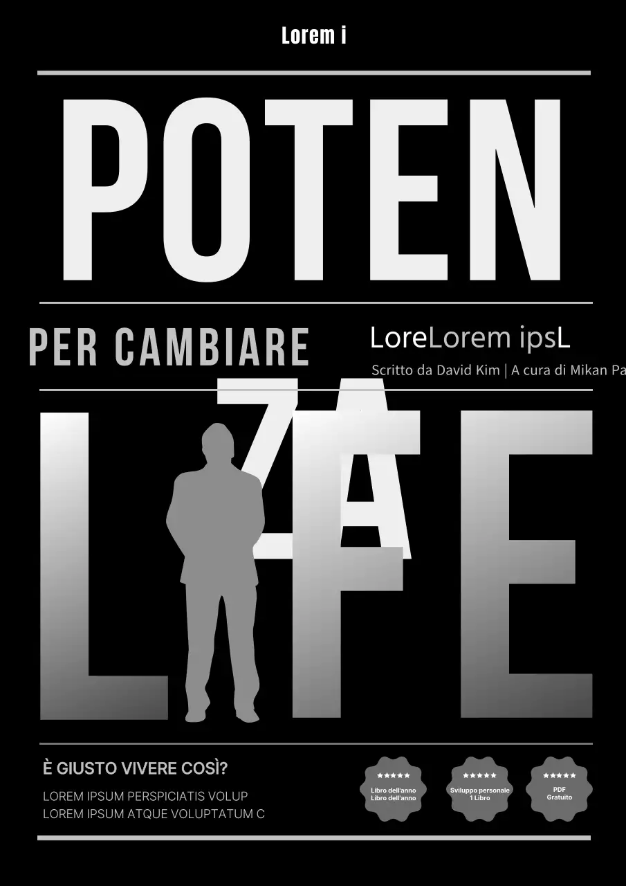 Copertina moderna di un libro di auto-aiuto in nero e grigio