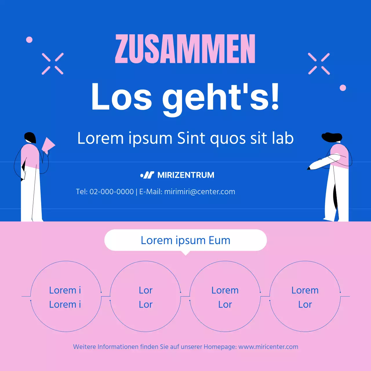 Förderung des modernen blauen und rosafarbenen Programms "Women's Career Leap