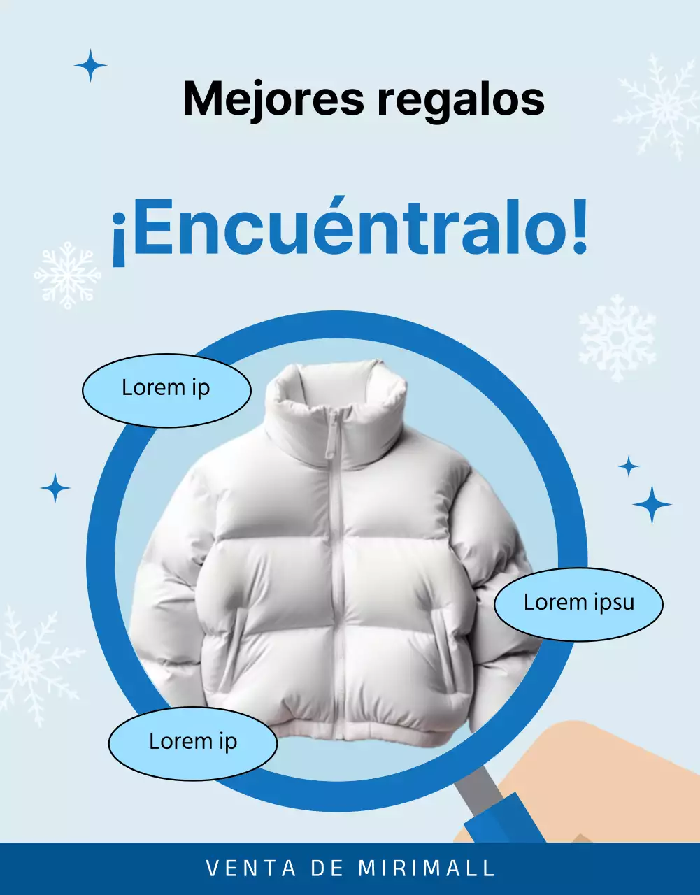 Promover la ropa de invierno moderna en azul y azul claro