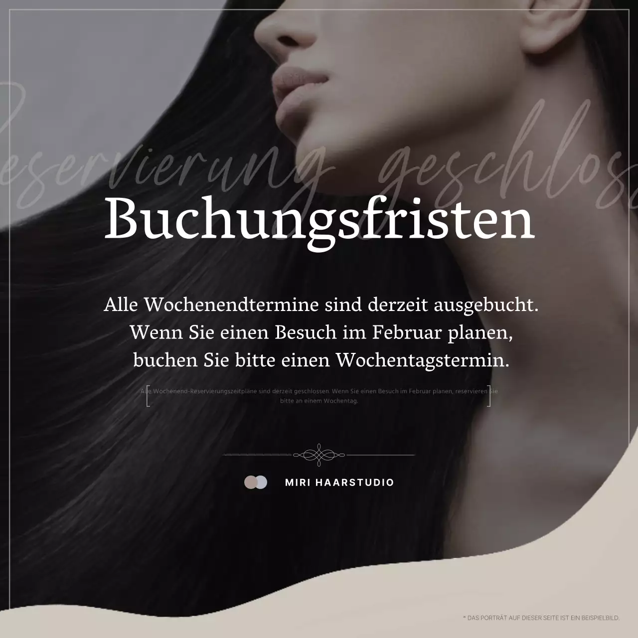 Letzter Aufruf für beige und schwarze Luxusfriseurtermine