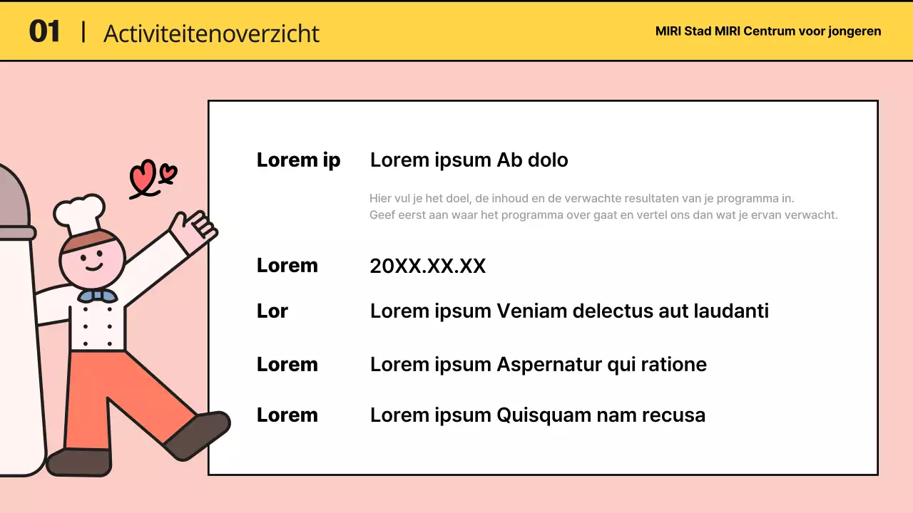 Geel met roze middenpresentatie