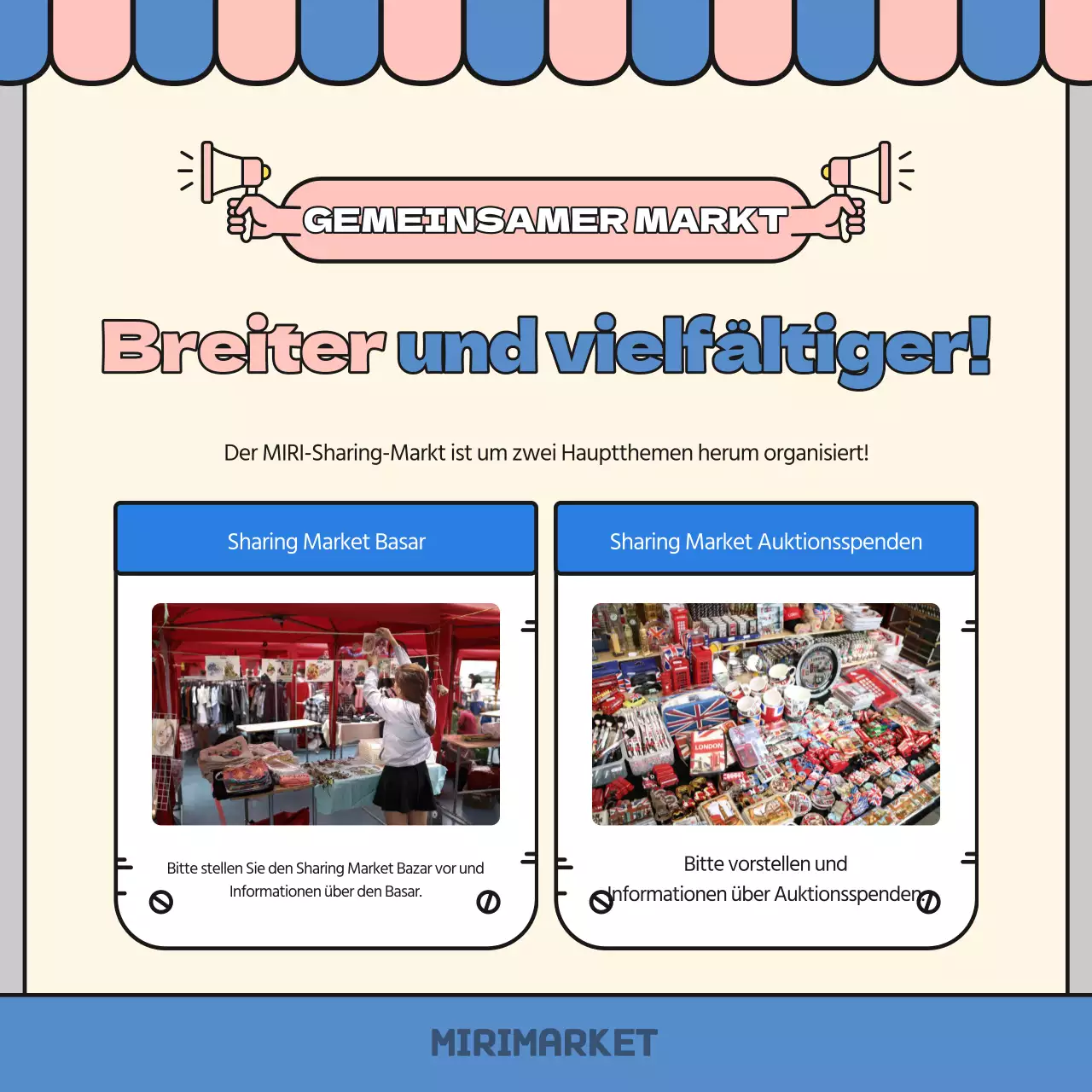 Ankündigung des blauen und rosa Basars