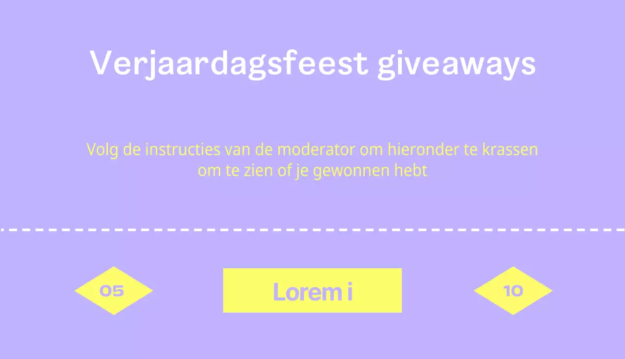 Een paars en geel, schoon ticket-stijl baby shower evenement