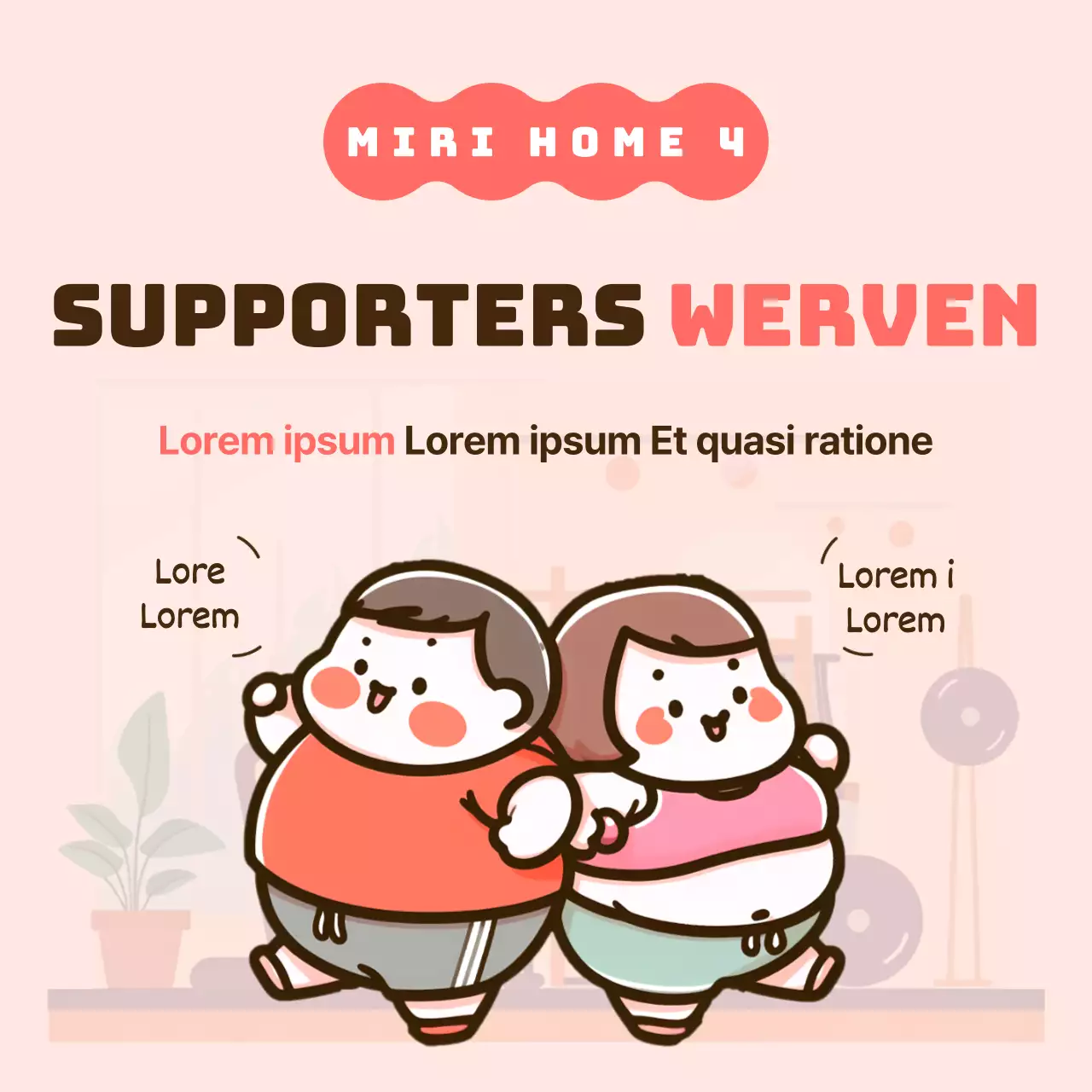 Een eenvoudige roze en bruine thuisworkout promoten om supporters te werven