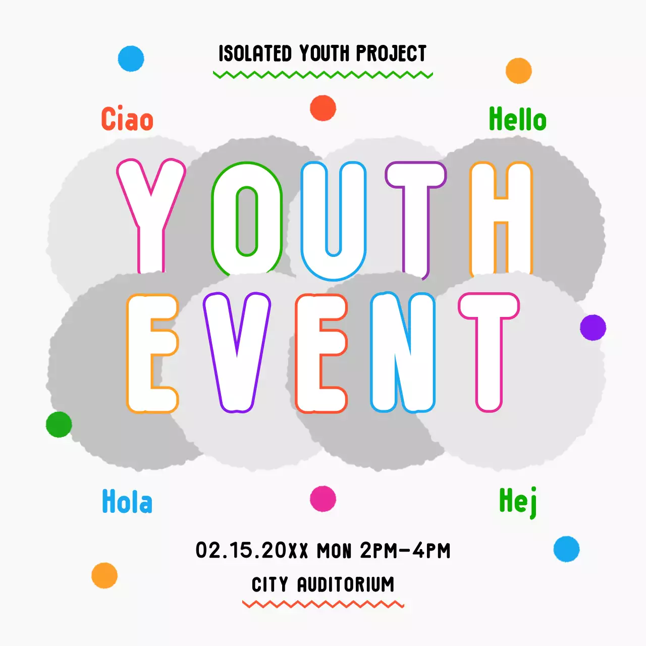Colorful Trendy Youth Event Announcement Social Media Post