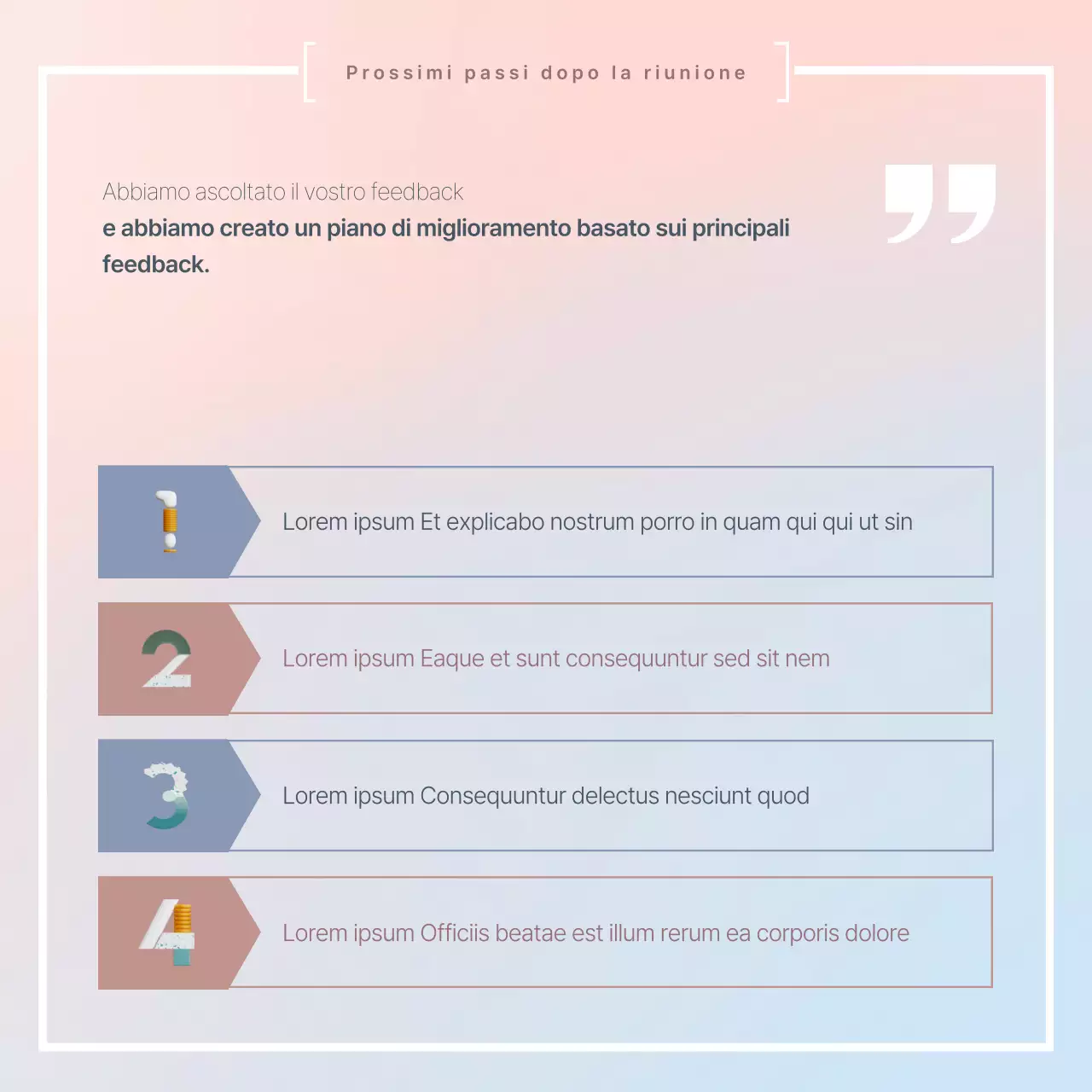 Un semplice rapporto sui risultati delle riunioni in rosa e azzurro