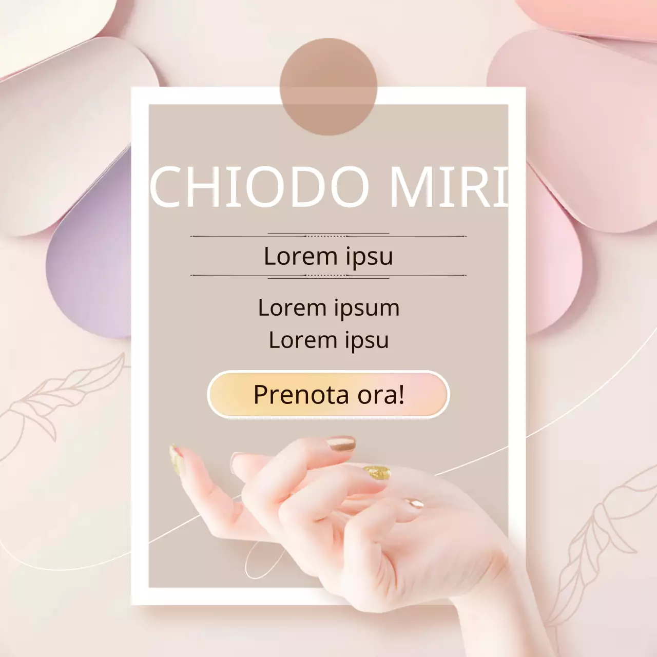 Annuncio di un lussuoso salone per unghie in beige