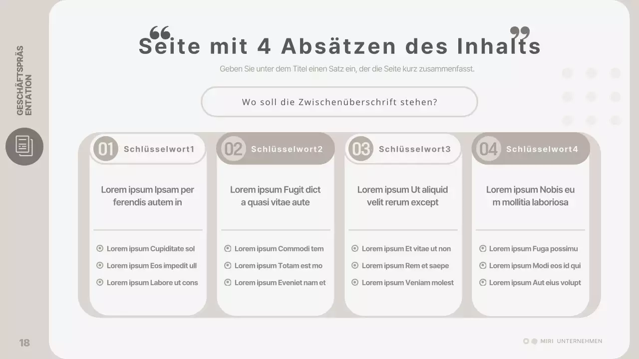 Eine einfache, beigefarbene Geschäftspräsentation