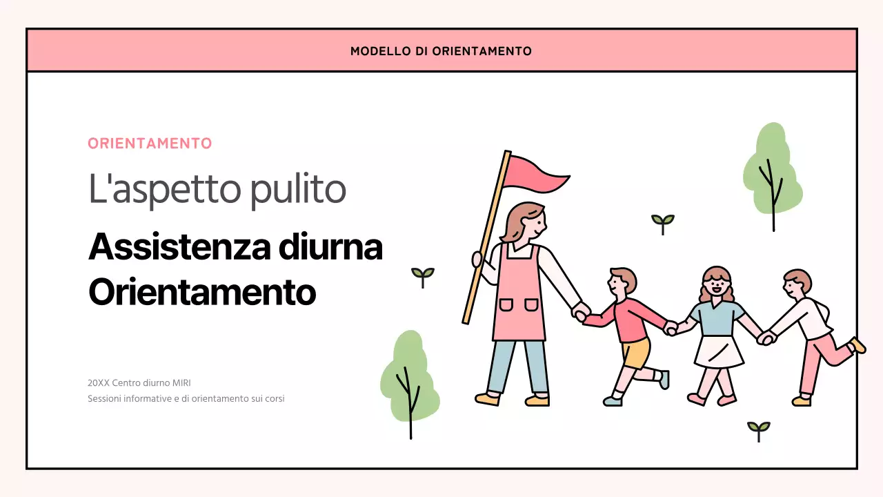 Una semplice lettera di orientamento all'asilo nido rosa e verde lime