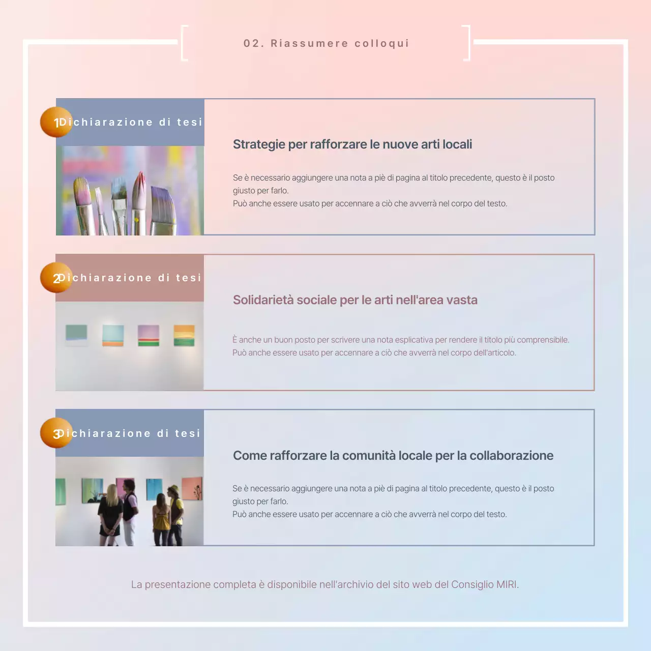 Un semplice rapporto sui risultati delle riunioni in rosa e azzurro