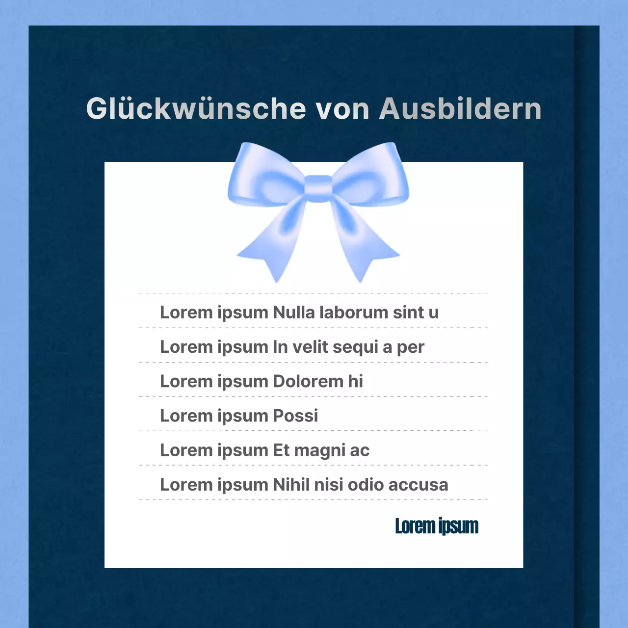Minimalistisches Graduierungsschreiben mit hellblauem Hintergrund