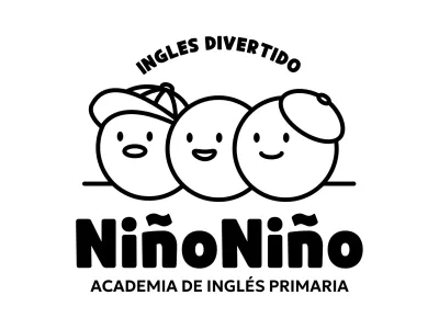 Diseño de escuela de inglés con simpática ilustración circular