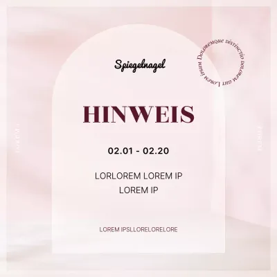 Ankündigung zur Buchung eines einfachen rosa Nagelstudios