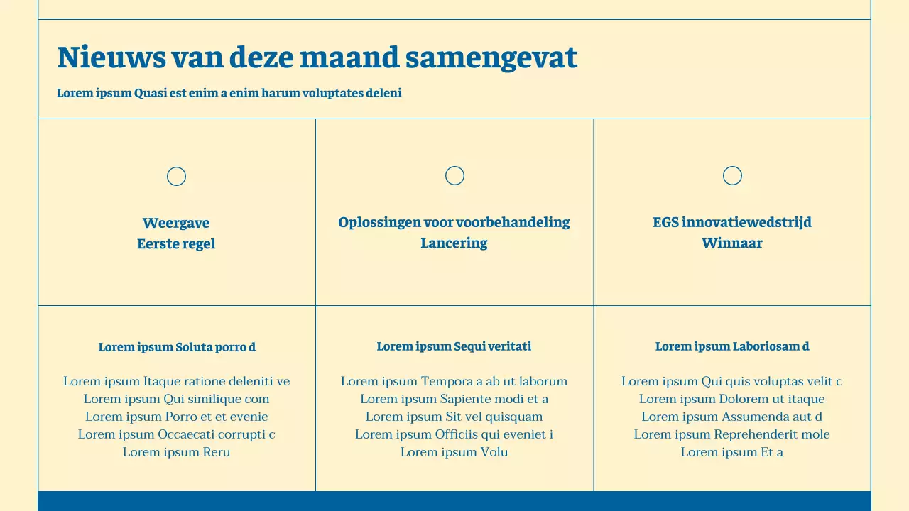 Minimalistische nieuwsbrief voor zakelijke diensten in beige en blauw