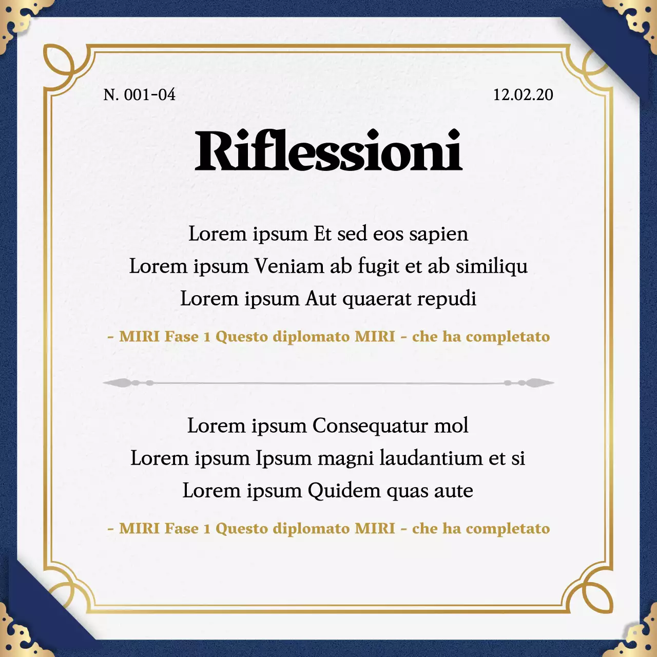 Promuovete il completamento del programma con una classica combinazione di colori blu e oro.