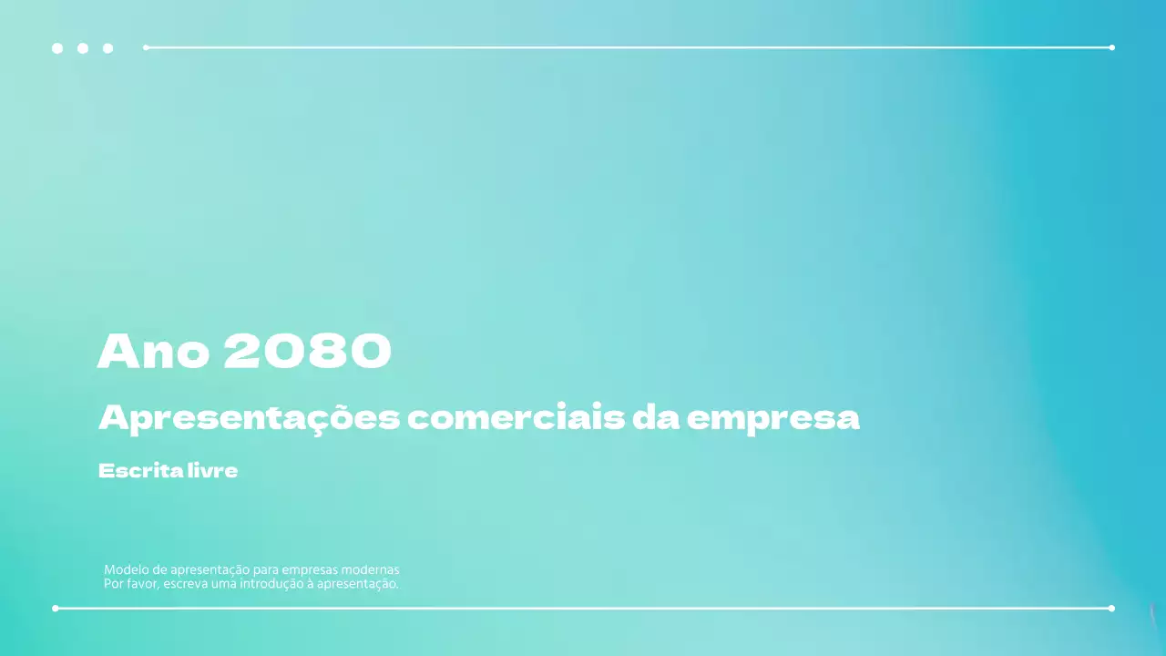 Uma apresentação comercial simples em azul e menta