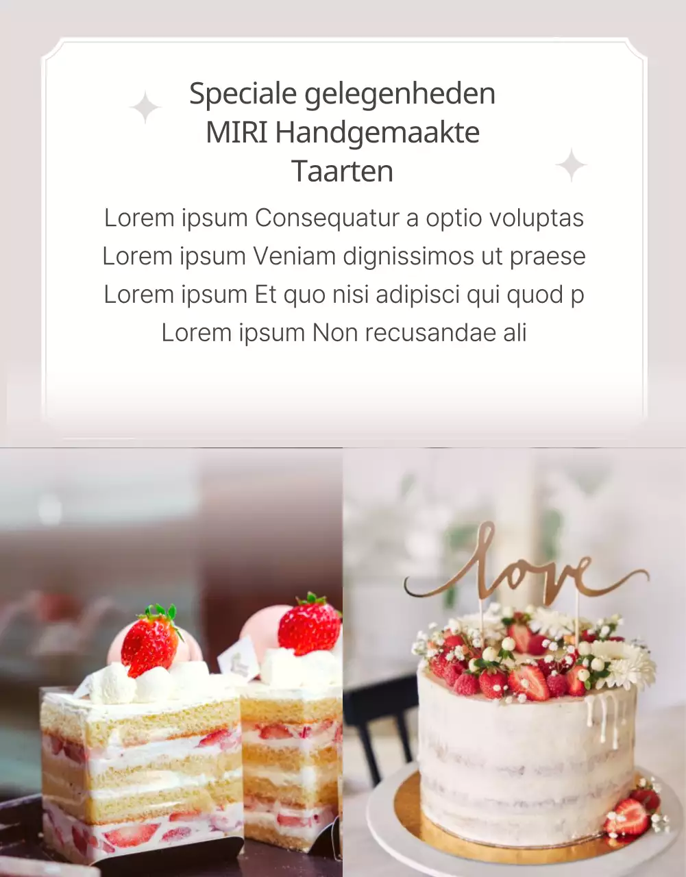 Promoot een klassieke bakkerijtaart in beige