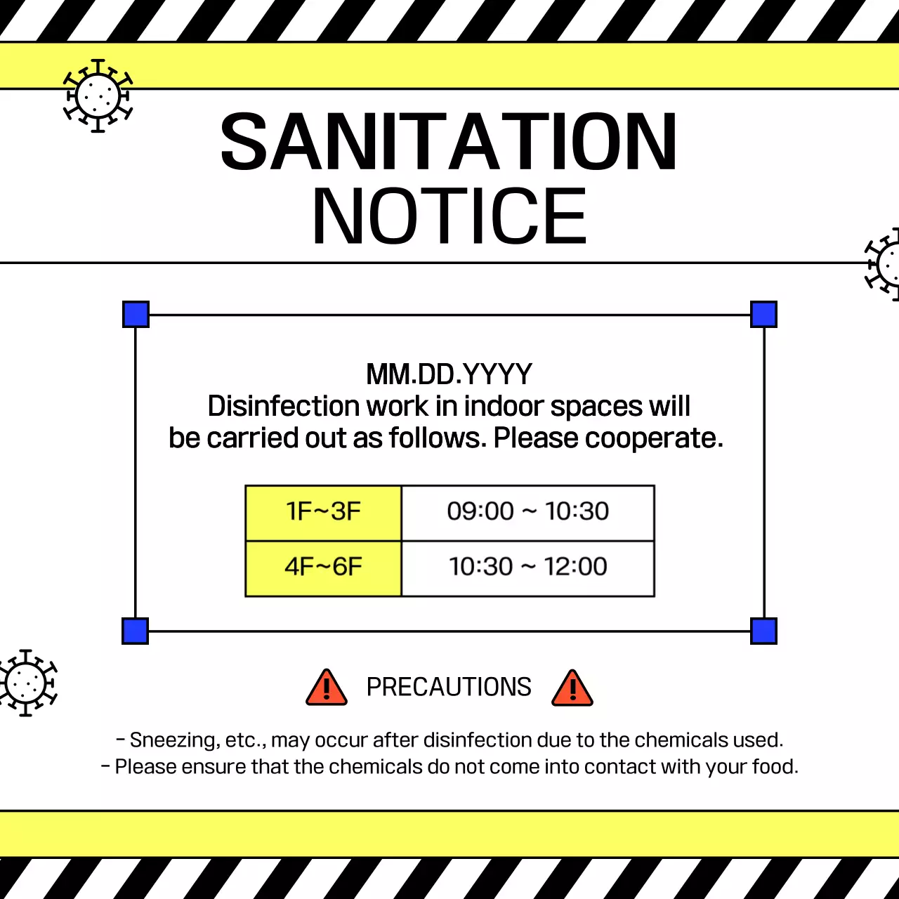 Simple yellow and black quarantine announcements