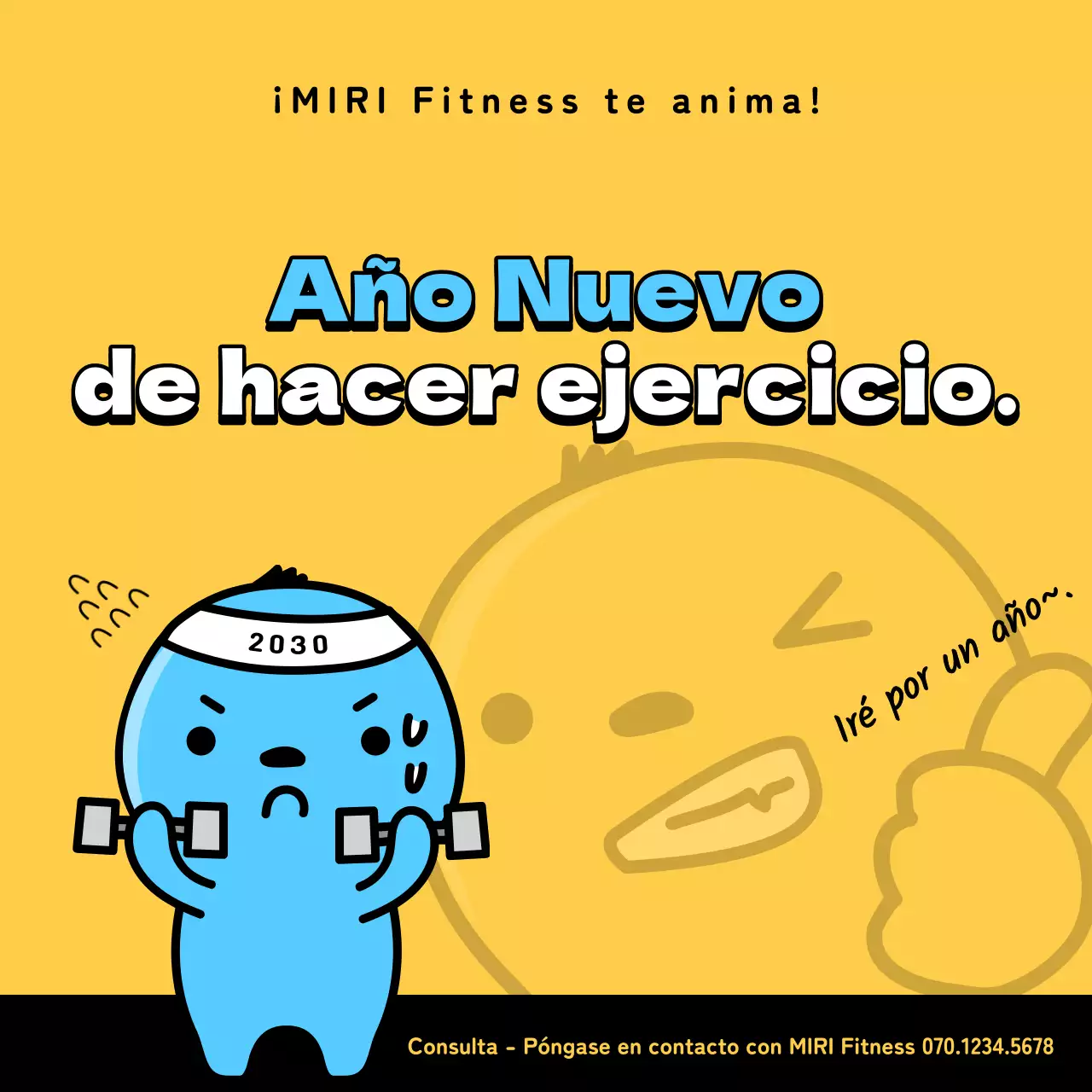 Un simple puesto amarillo de promoción del gimnasio