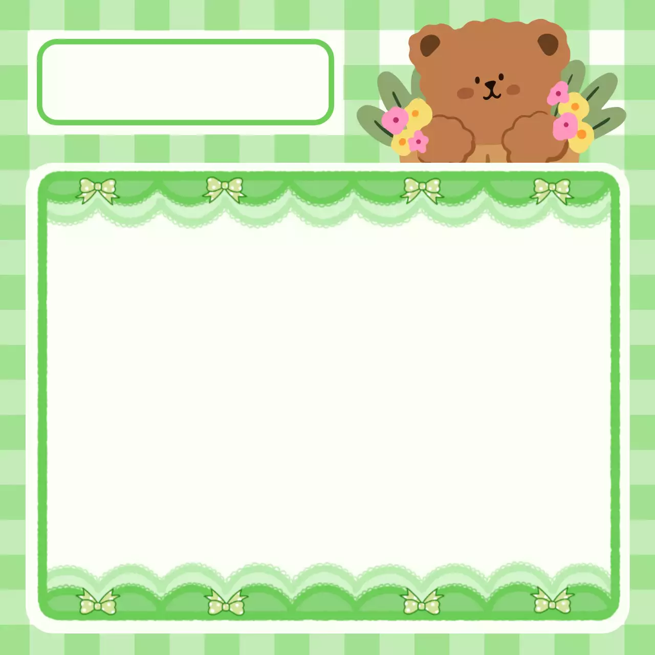 Green Cute Bear Note Social Media Post