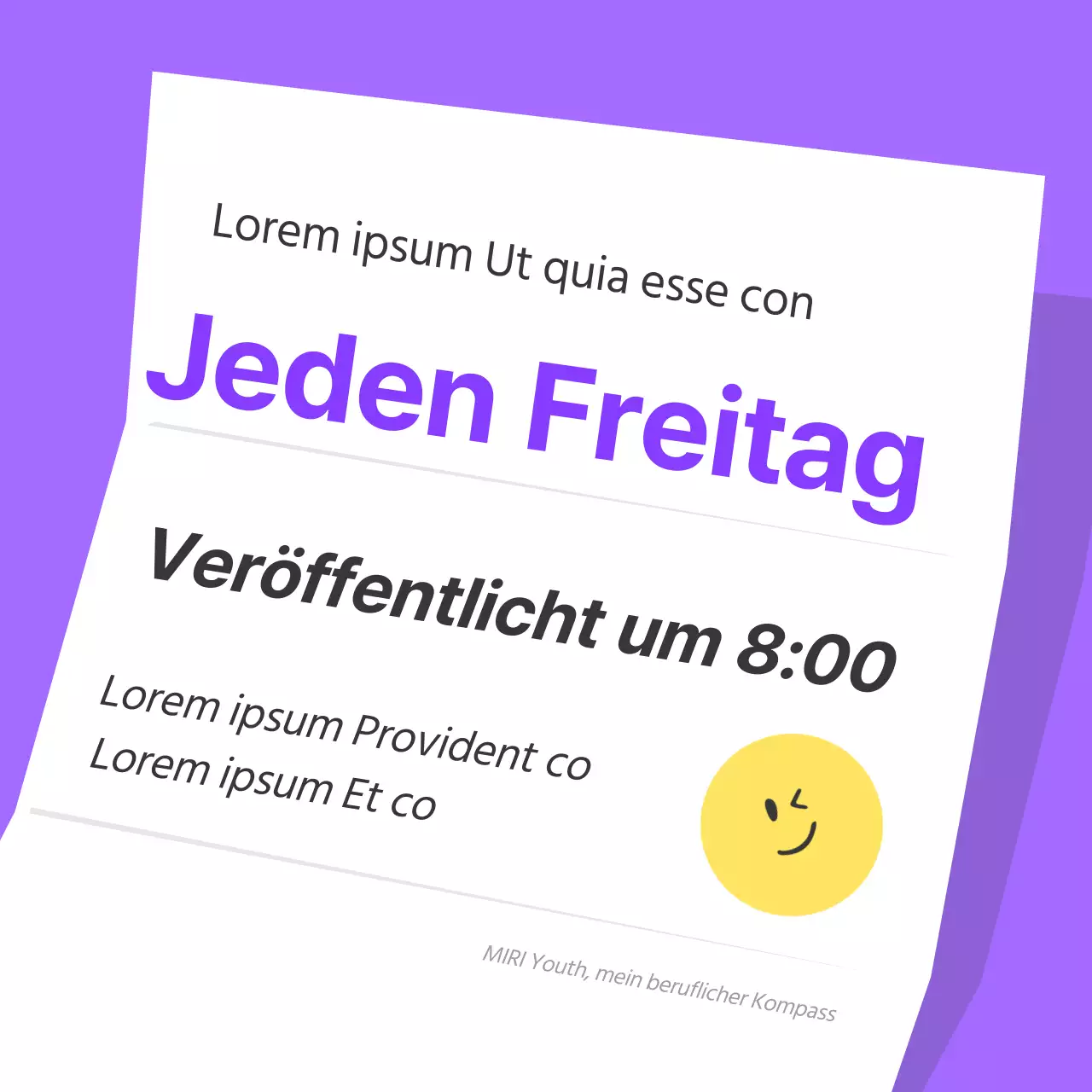 Ein einfaches lila-weißes Werbefeld für die Gemeinschaft