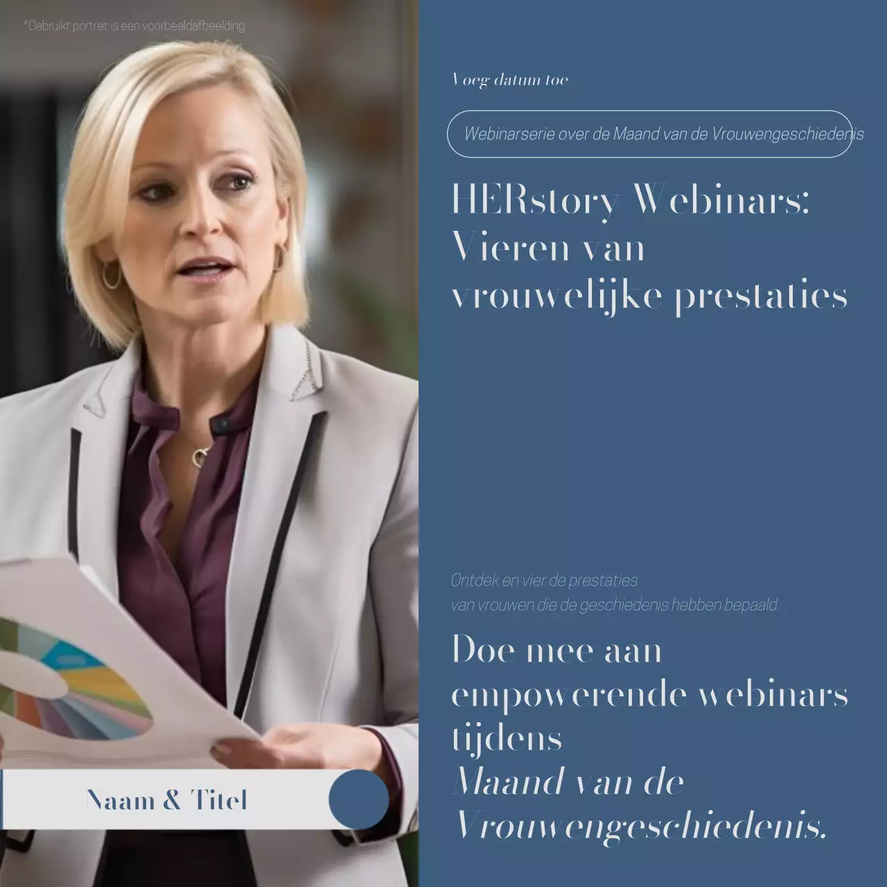 Seminar voor eenvoudige vrouwendag in blauw-wit publiciteit