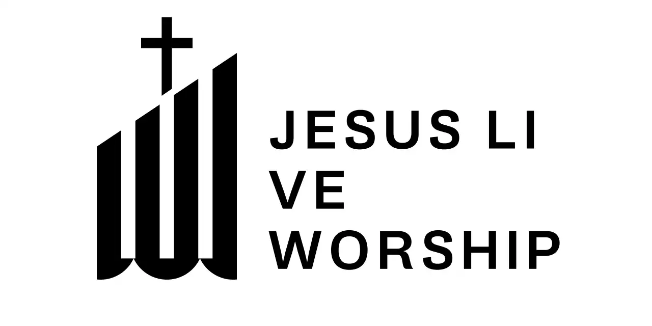 Religious typography logo with simple building illustration